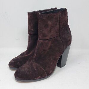 Rag & Bone Classic‎ Newbury Brown Suede Ankle Boots Back Zip Size 37